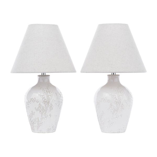 (image for) Laura Ashley Pussywillow Table Lamp Cream Ceramic and Polished Chrome With Shade
